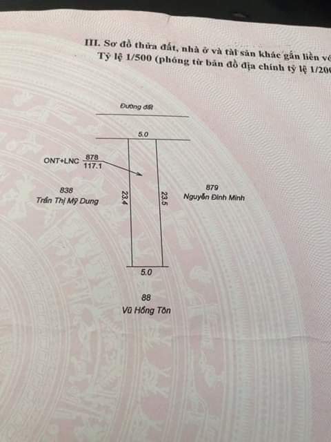 Bán đất xã minh hưng chơn thành giá 830tr dt 5×25