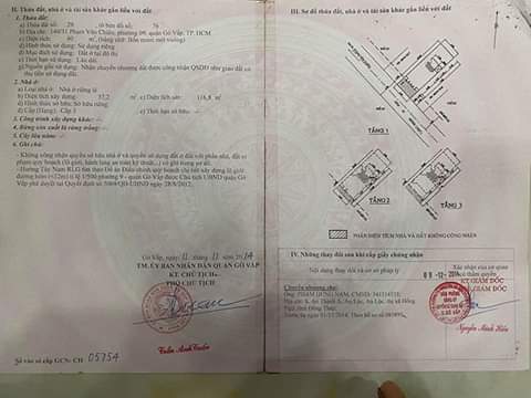 Bán nhà phường 9 quận Gò Vấp-tp HCM giá 4ty850tr  dt 4×12