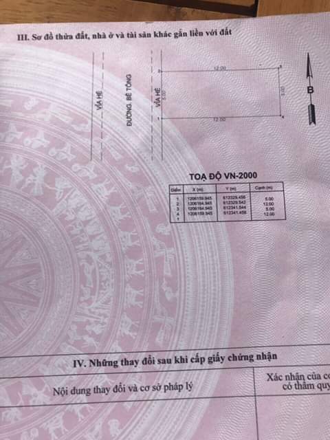 Bán đất phường Tân Đông Hiệp thị xã Dĩ An -BD giá 2ty300tr dt 5×12