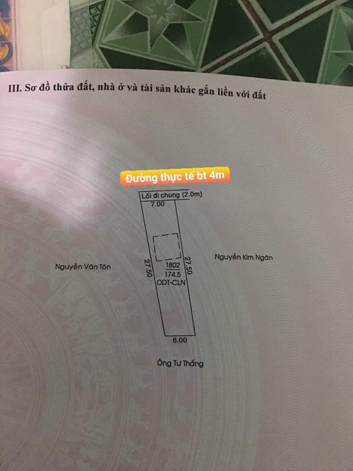 Bán đất  tương bình hiệp giá  1tỷ100 dt 7×27