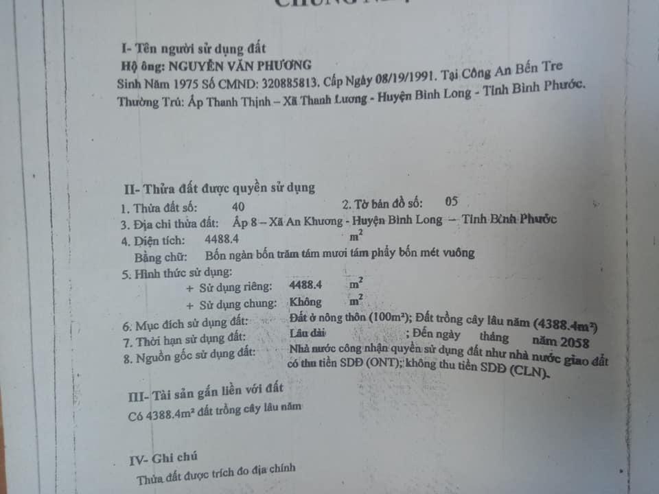 Bán đất ấp 8 An Khương dt 1ha3 giá 200tr