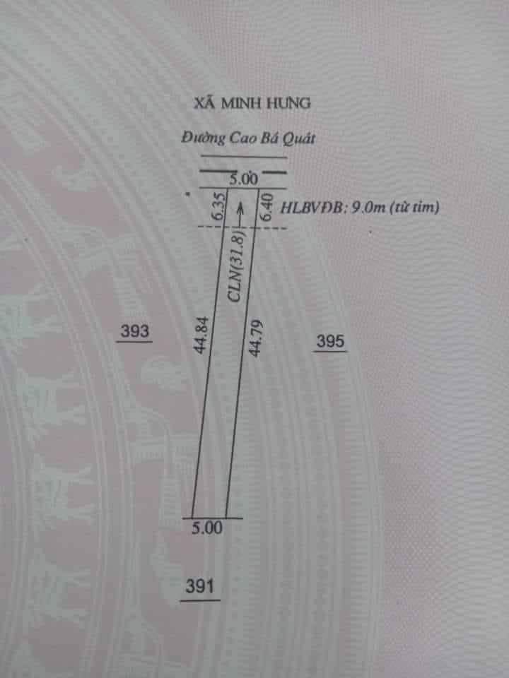 Bán đất đường cao bá quát minh hưng giá 870tr dt 5×45×50tc