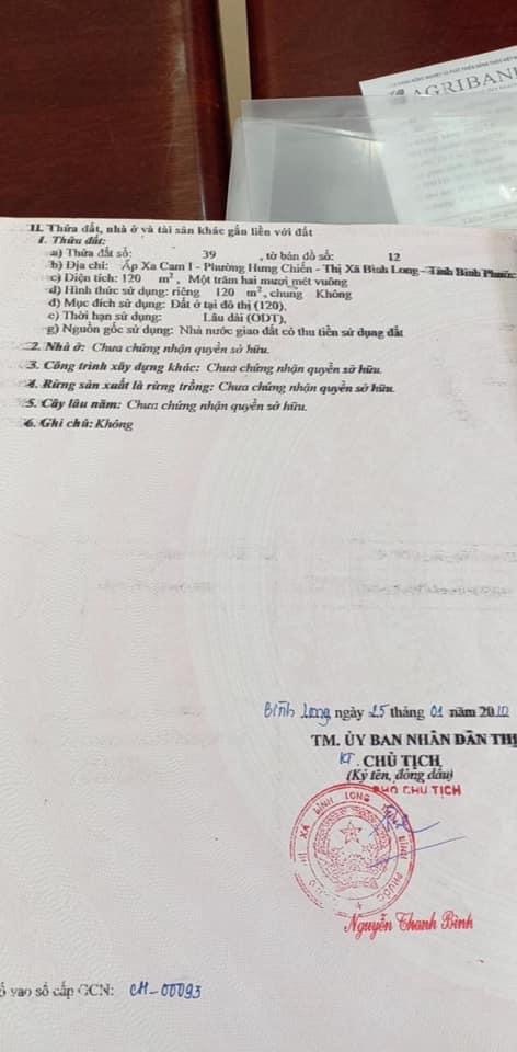 Bán đất đập sở nhì đt 6x20tc giá 950tr