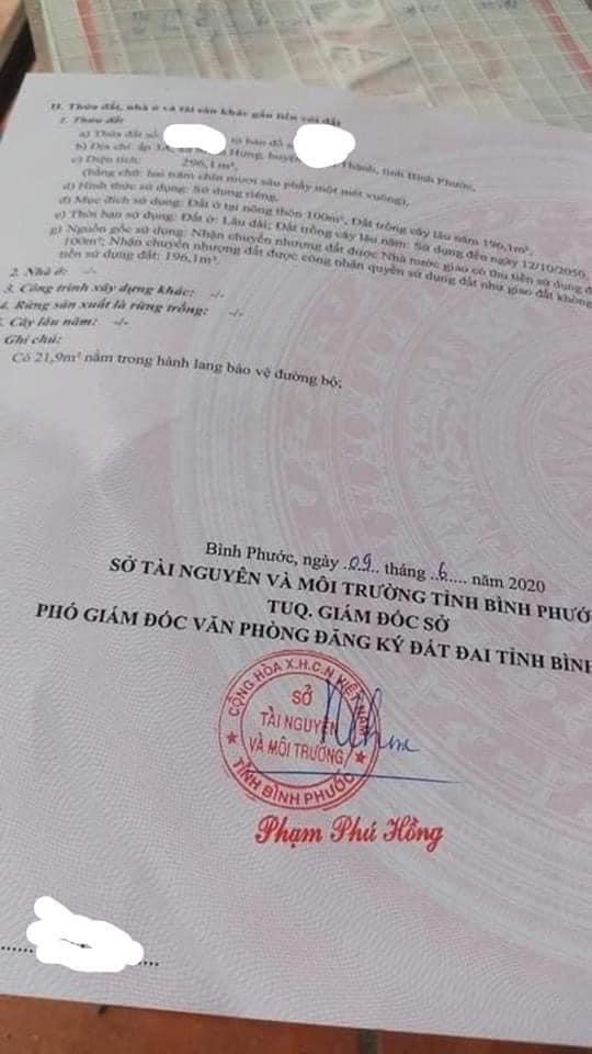 Bán đất chợ Minh Hưng dt 7x37x100tc giá 1ti350tr