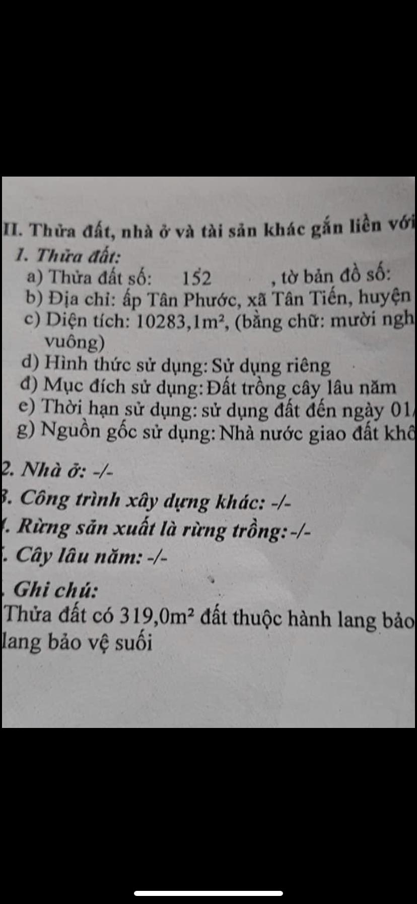 1ha đất tiêu có nhà và 80m mt nhựa cách chợ tân tiến 3km