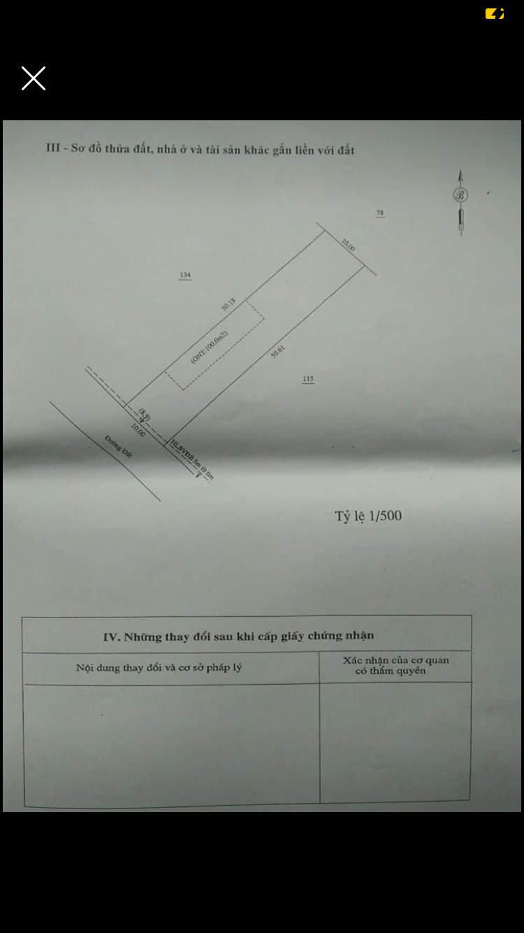 Bán bán lô đất thuộc xã Tân Lập dt 10x50x100tc giá 760tr