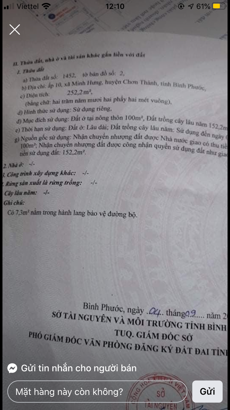 Áp 10 Minh Hưng giá 550tr