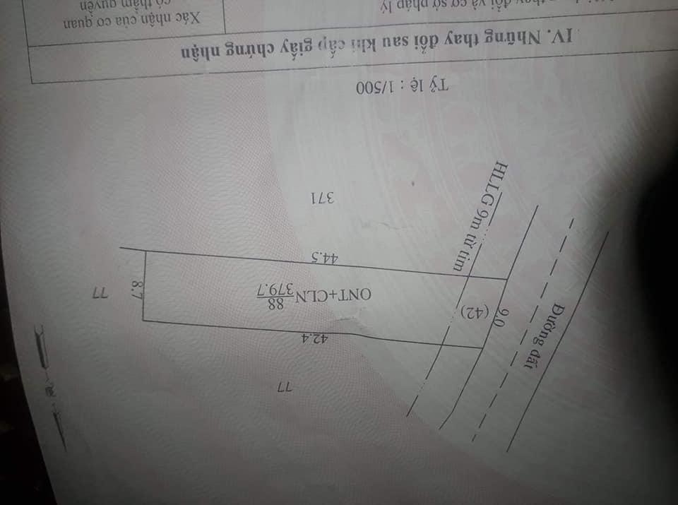 Bán đất tân lợi dt 9x44x100tc giá 650tr