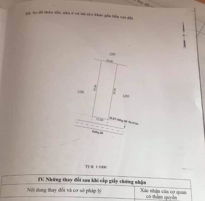 Bán đất tân khai hớn quản giá 1tỷ450tr dt 15×60×100tc