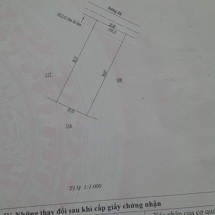 Cách chợ đồng nơ 400m20x56x100m thô cư. hớn quản giá  930tr dt 20×56×100tc