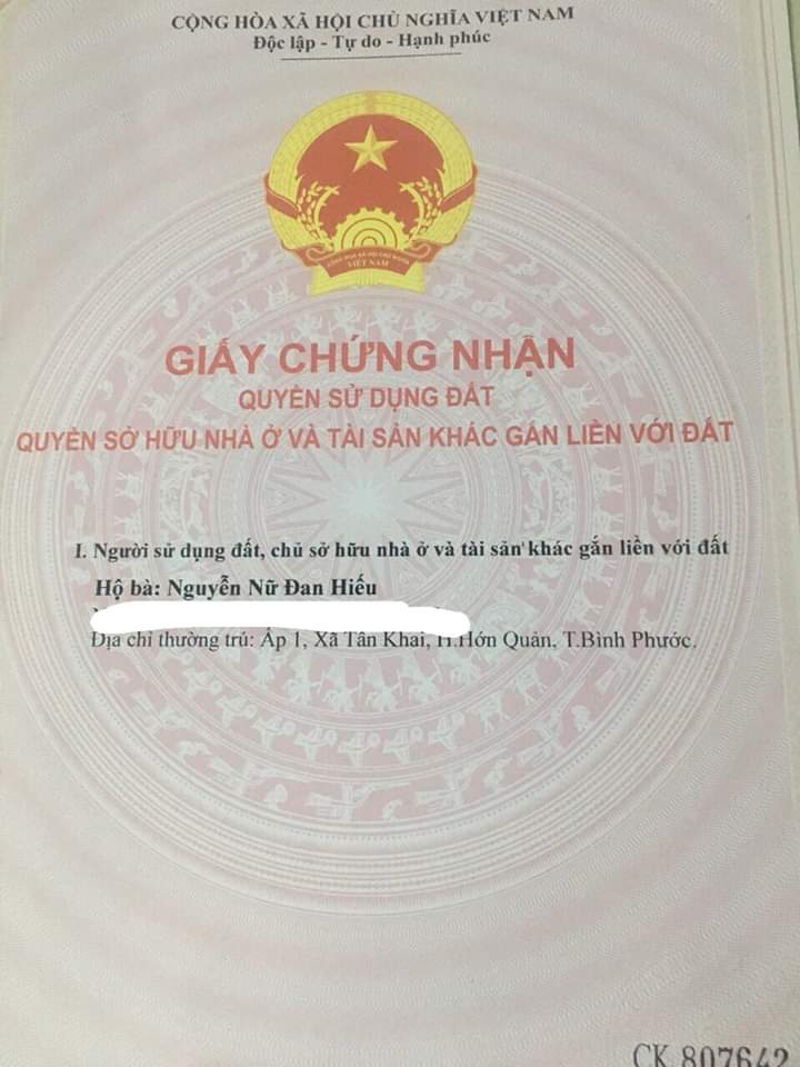 Bán đất tân khai hớn quản giá 95tr/m dt 10×50×100tc
