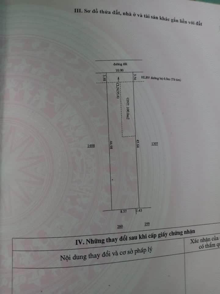 Bán đất minh hưng giá 1tỷ350tr dt 10×48×100tc