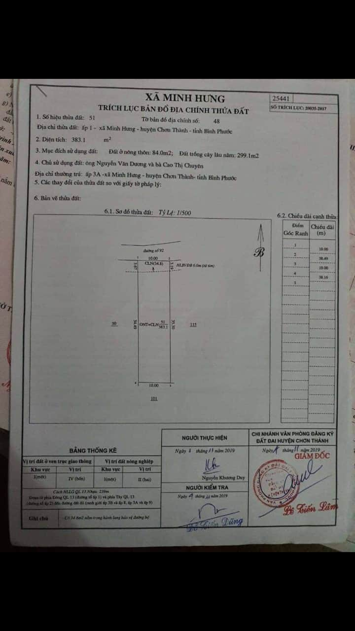 Bán đất minh hưng chơn thành giá 185tr/m dt 10×34×100tc