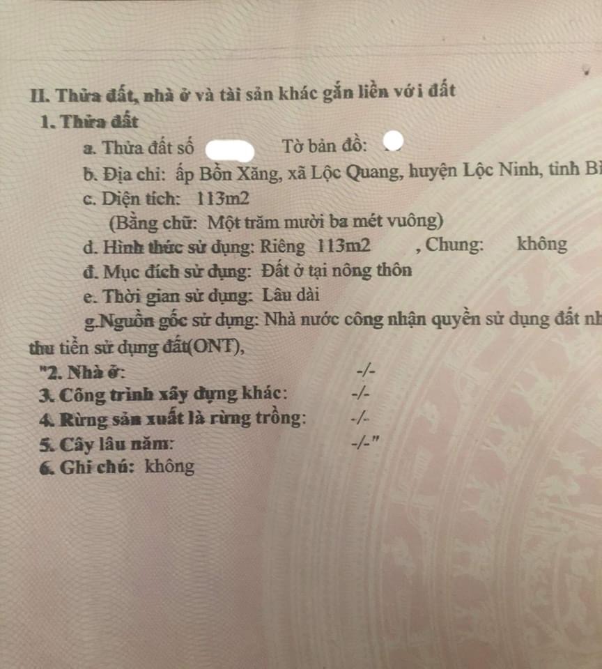 Bán 5*25*100tc ngay chợ mới Lộc Quang giá 420tr