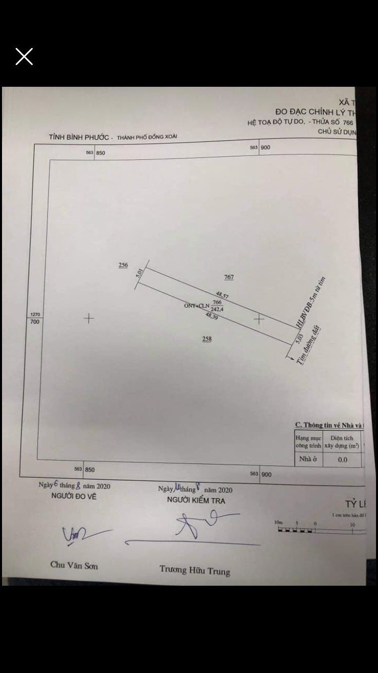 Gia đình cần bán gấp lô đất dt 5x48x50tc thuộc ấp 4 xã Tiến Hưng giá 295tr