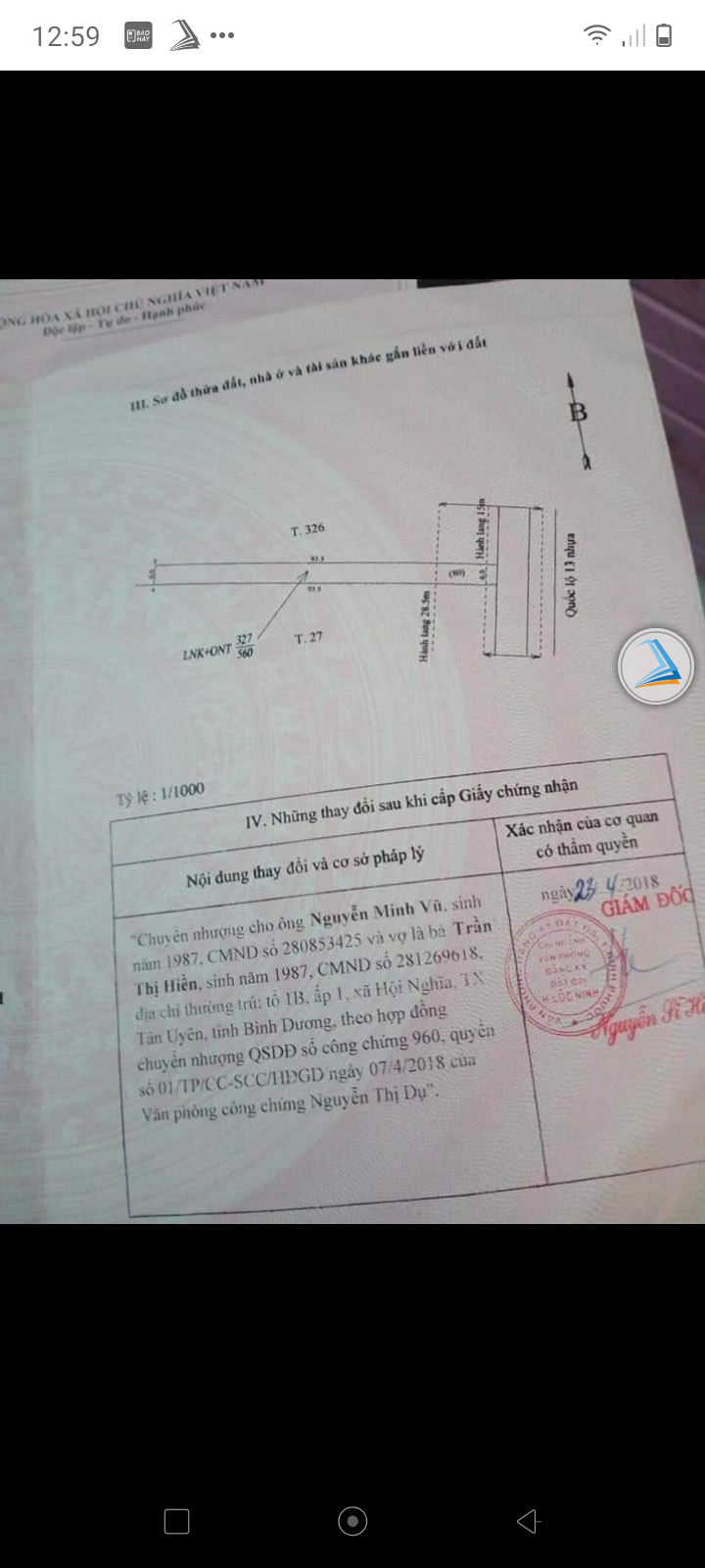 Bán đất lộc hưng lộc ninh giá 1tỷ140 dt 6×93×100tc