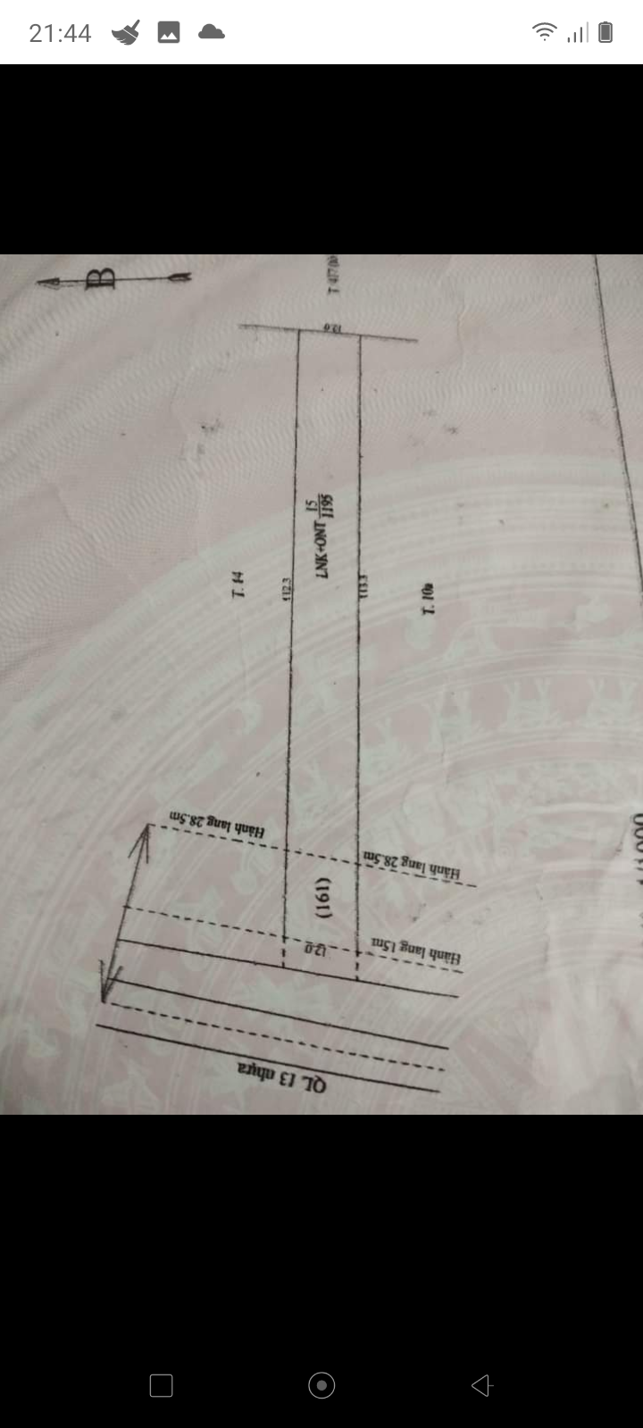 Đất Mtql13 gần ngã 3 đồng tâm dt 12*113 có 250 tho cư. Giá 270tr/ m.