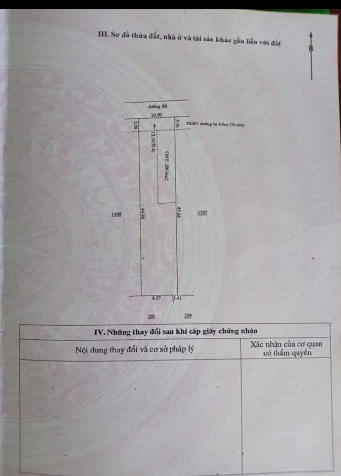 Bán đất tổ 8b minh hưng giá 1tỷ350 dt 10×44×100tc