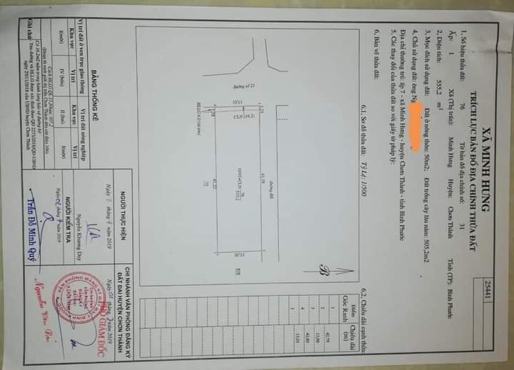 Bán đất minh hưng giá 270tr/m dt 555,2m2