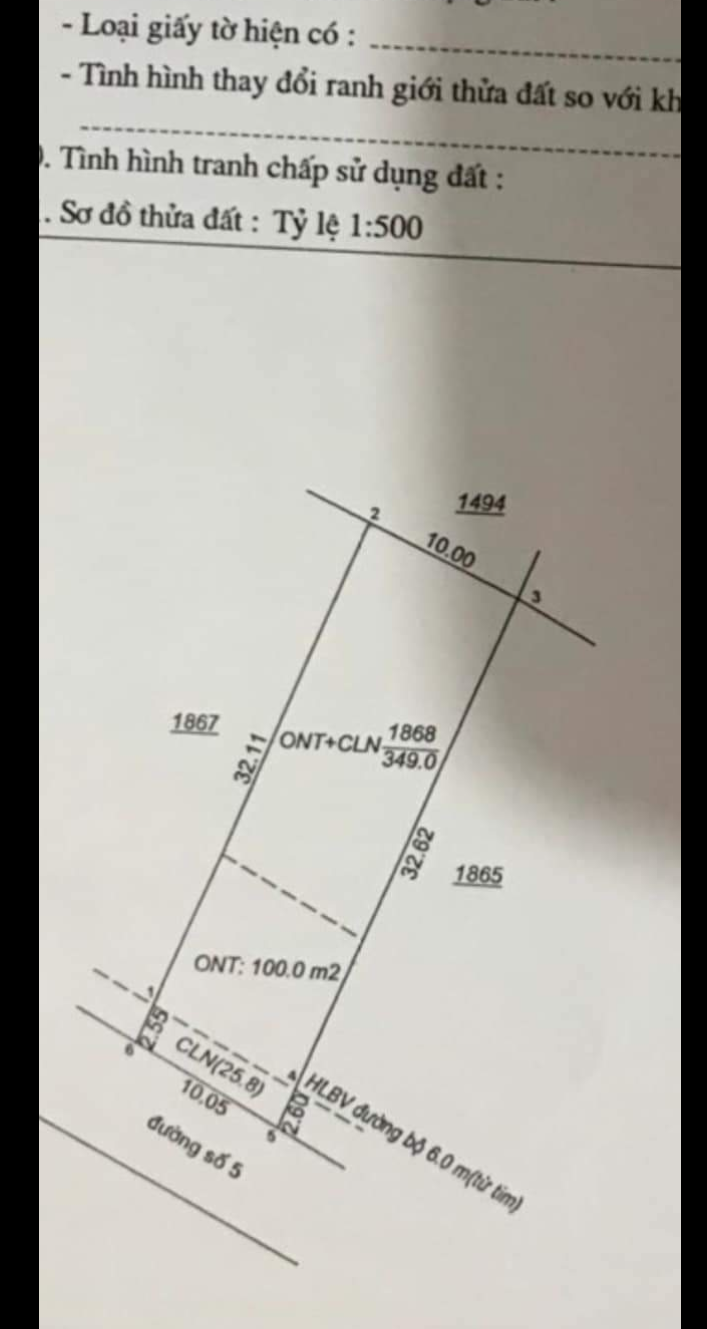 Bán đất ấp 5 minh hưng giá 720tr dt 10×32×100tc