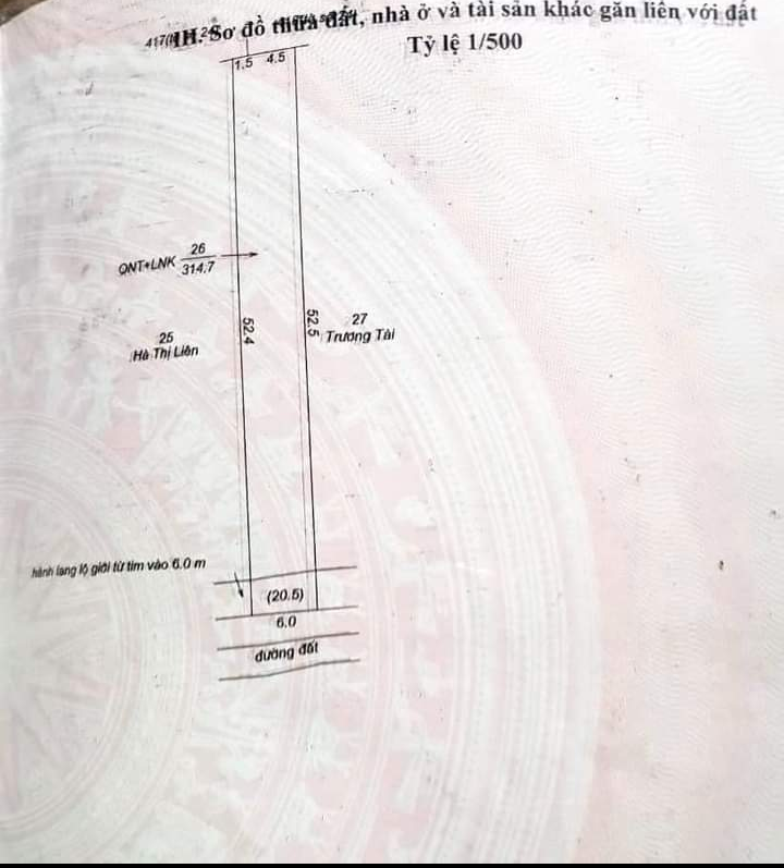 Bán đất minh hưng giá 1tỷ320 dt 6×52×100%tc