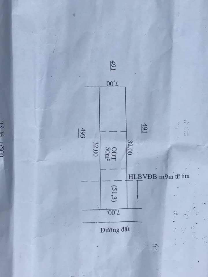 Cần bán 7x32x50 thổ cư Đường bê tông 9m, cách nhựa 70m Giá : 420Tr