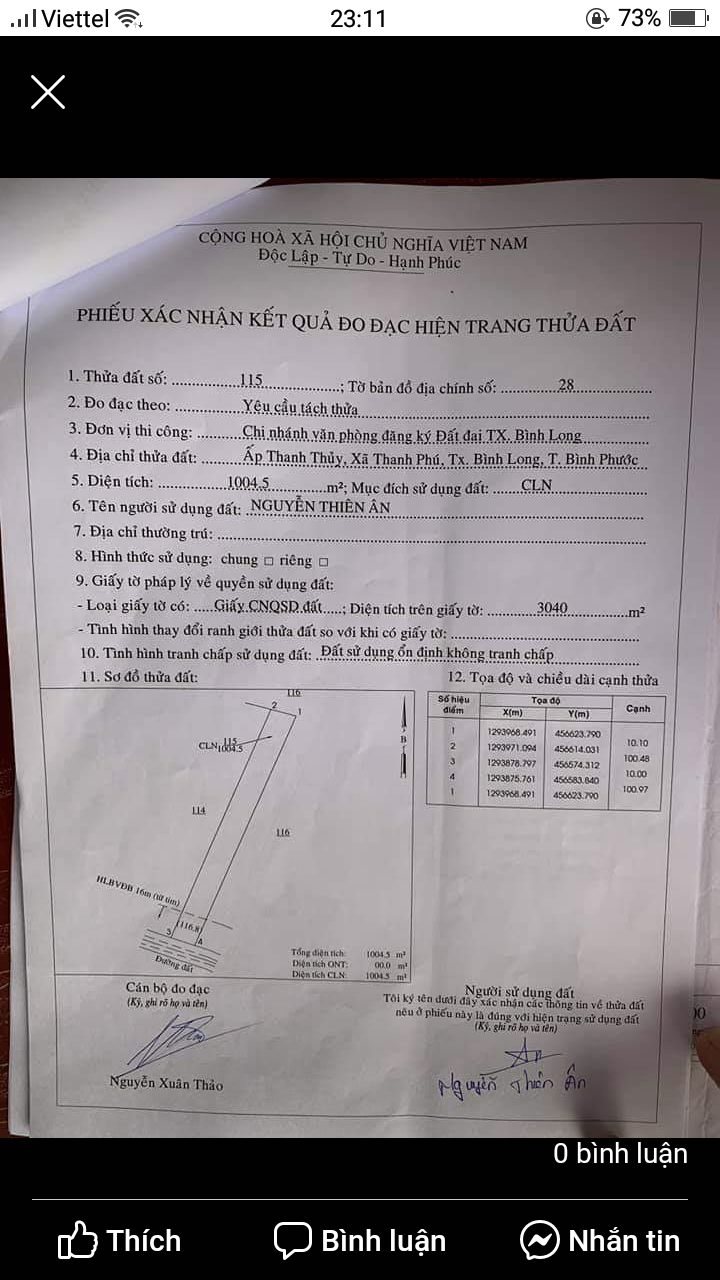 Cần bán 1000m2 giá 290tr.