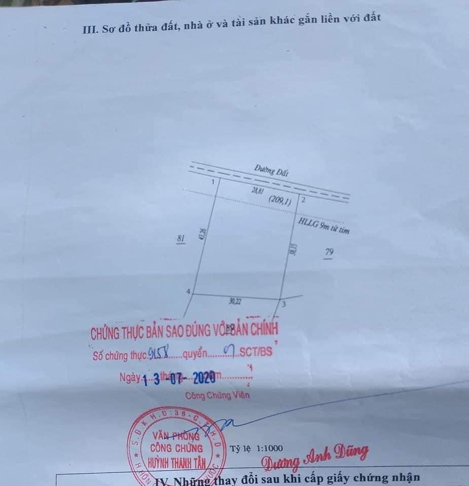 Bán đất Tân khai giá 3ty650 dt 30×43