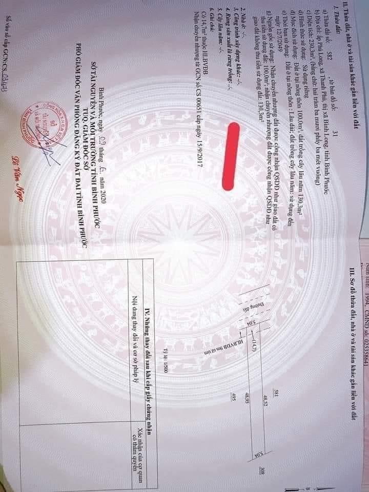 Bán đất xã Thanh Phú giá 580tr dt 5*48*100tc