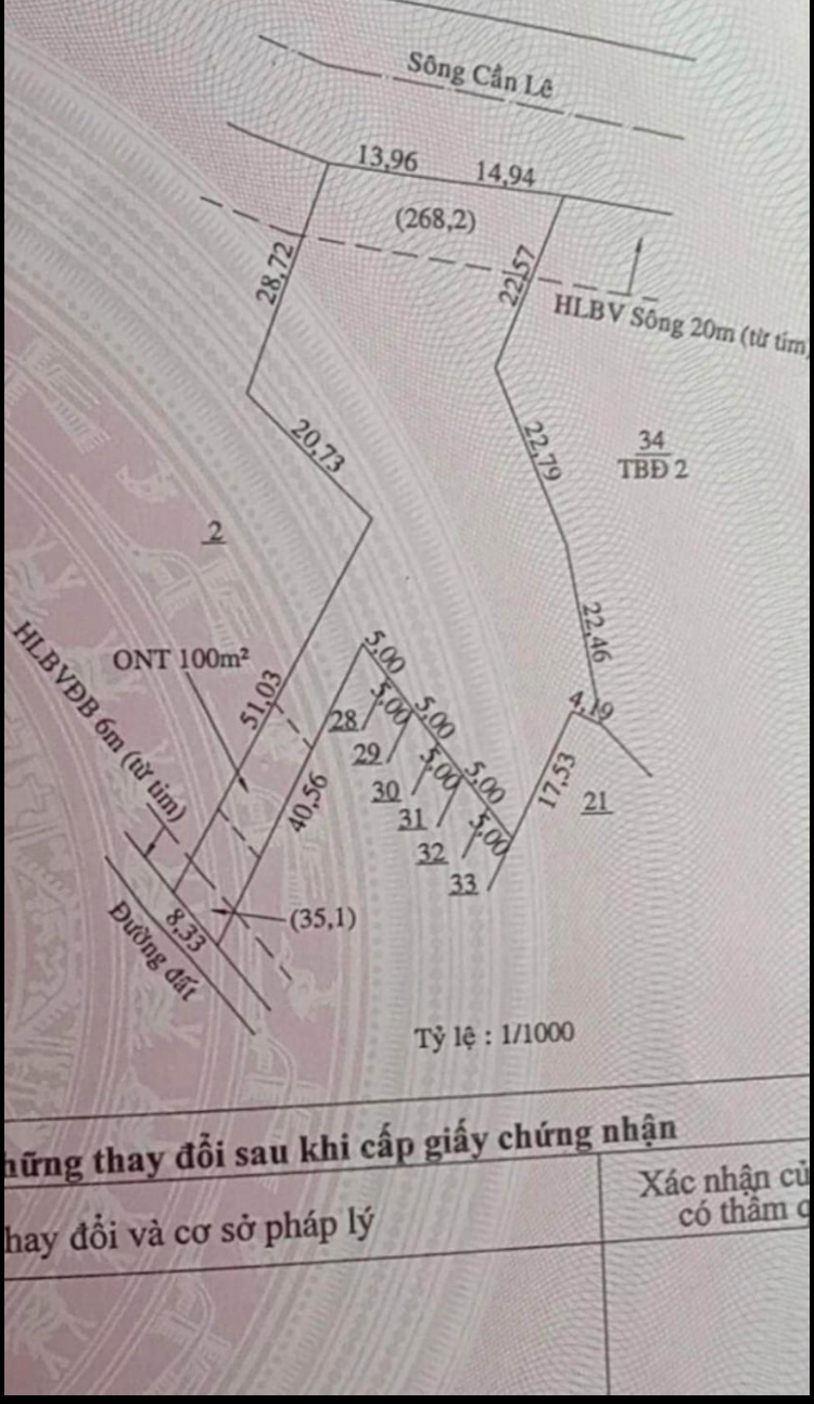 Bán đất xã Thanh Lương giá 610tr dt 2206,2m2