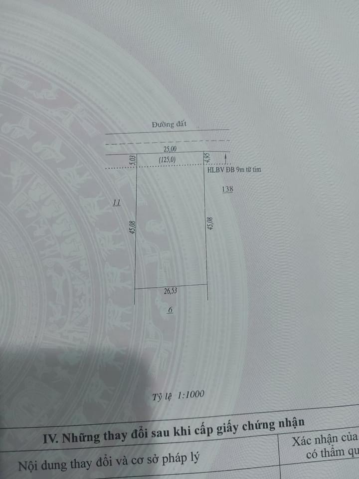 Bán đất Thanh Bình giá 142tr dt 25x45x100tc