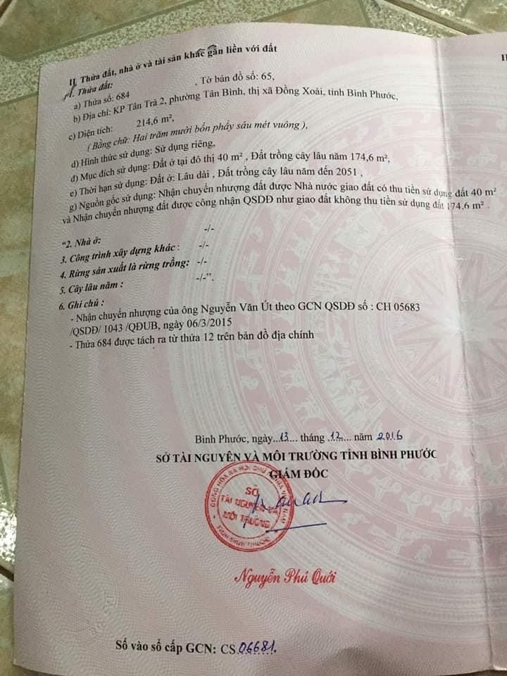 Bán đất phường Tân Bình giá 880000000 dt 10*22*80tc