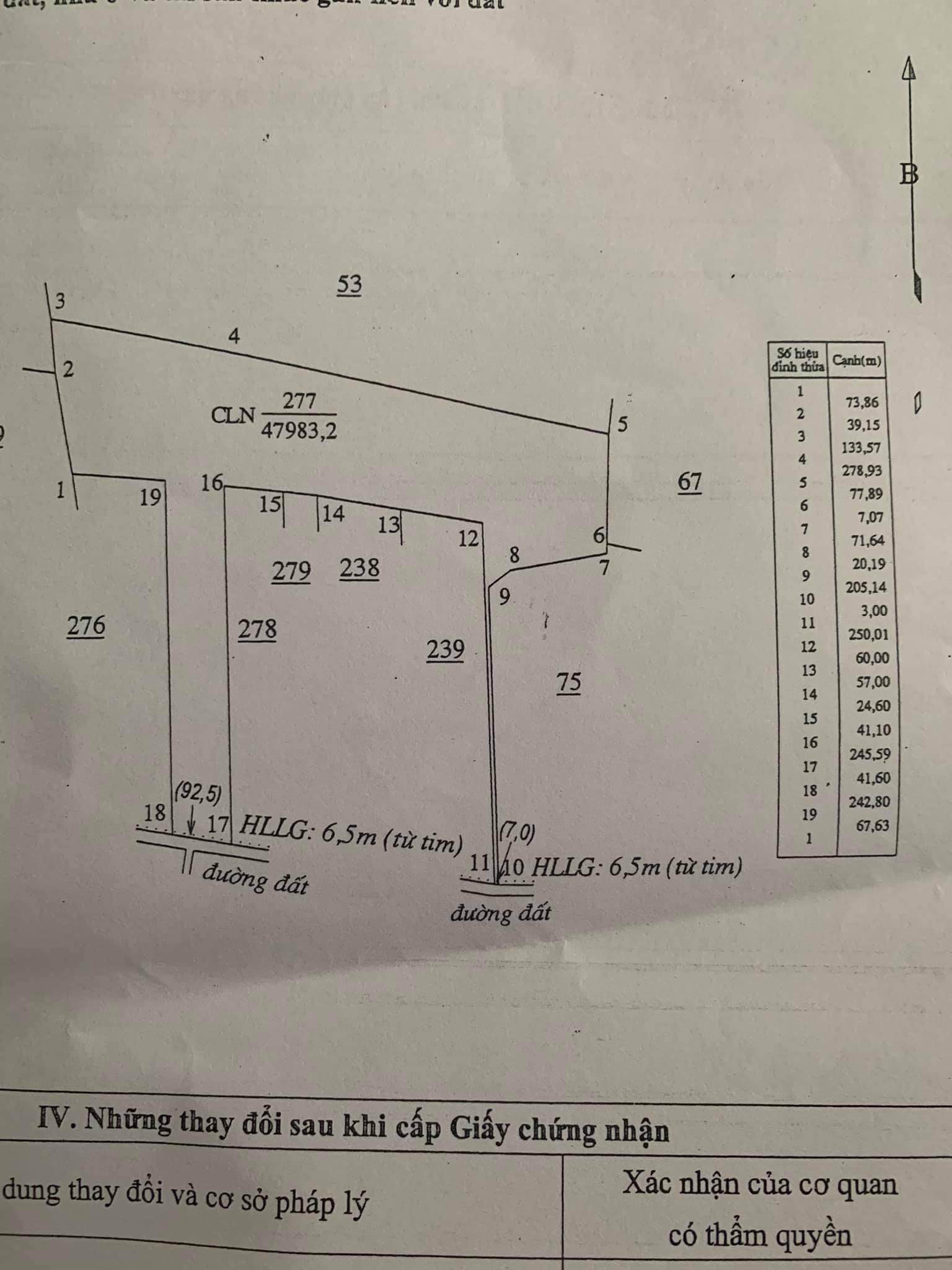 Bán đất điều xã Long Bình giá 1tủ/1ha dt 4,8ha