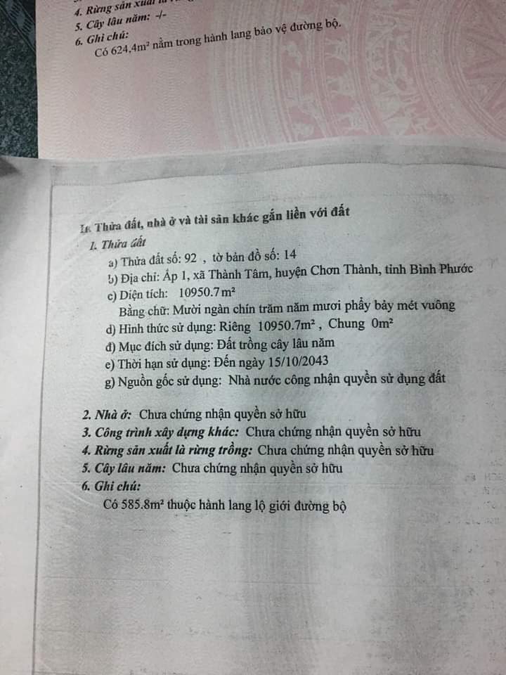 Bán đất xã Thành Tâm giá 12tỷ/ha dt 2ha2