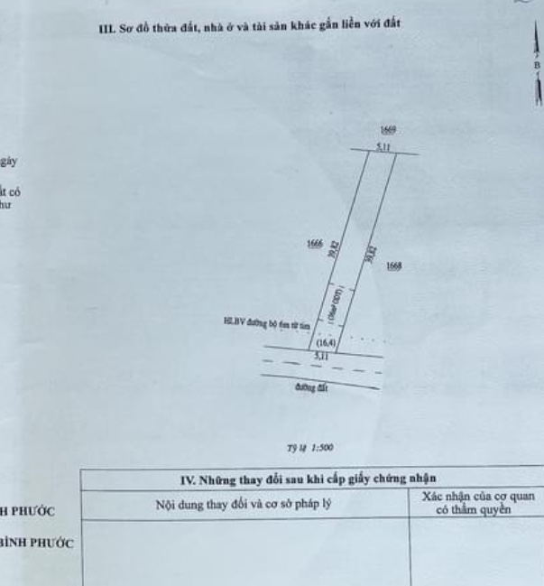 Bán đất thị trấn Tân Khai giá 450tr dt 5x39x36tc