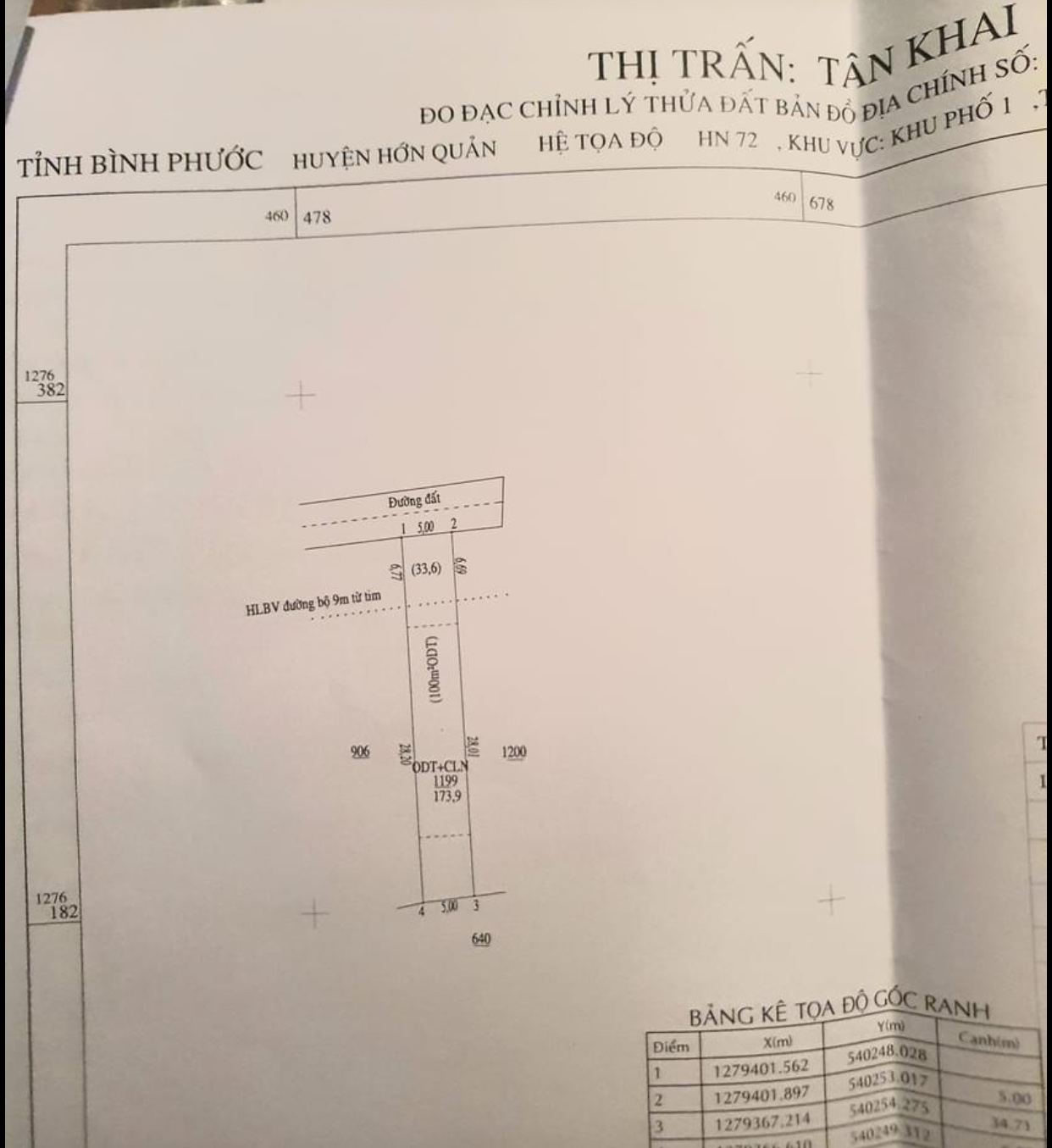 Bán đất thị trấn Tân Khai giá 799tr dt 5×28