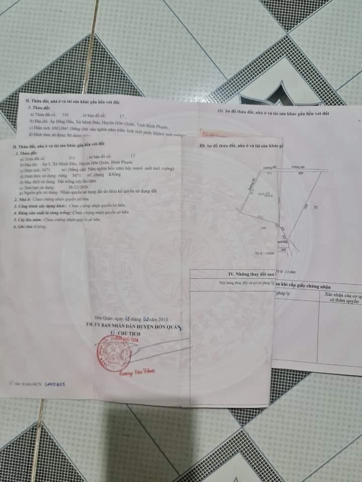 Bán đất xã Minh Đức giá 2ty6 dt 1ha1