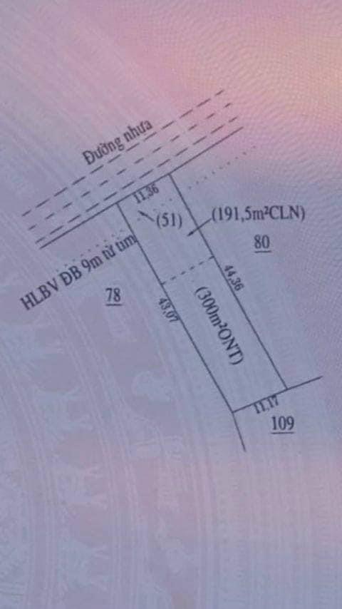 Bán đất xã Tân Lợi giá 1ty150tr dt 11x43x300tc