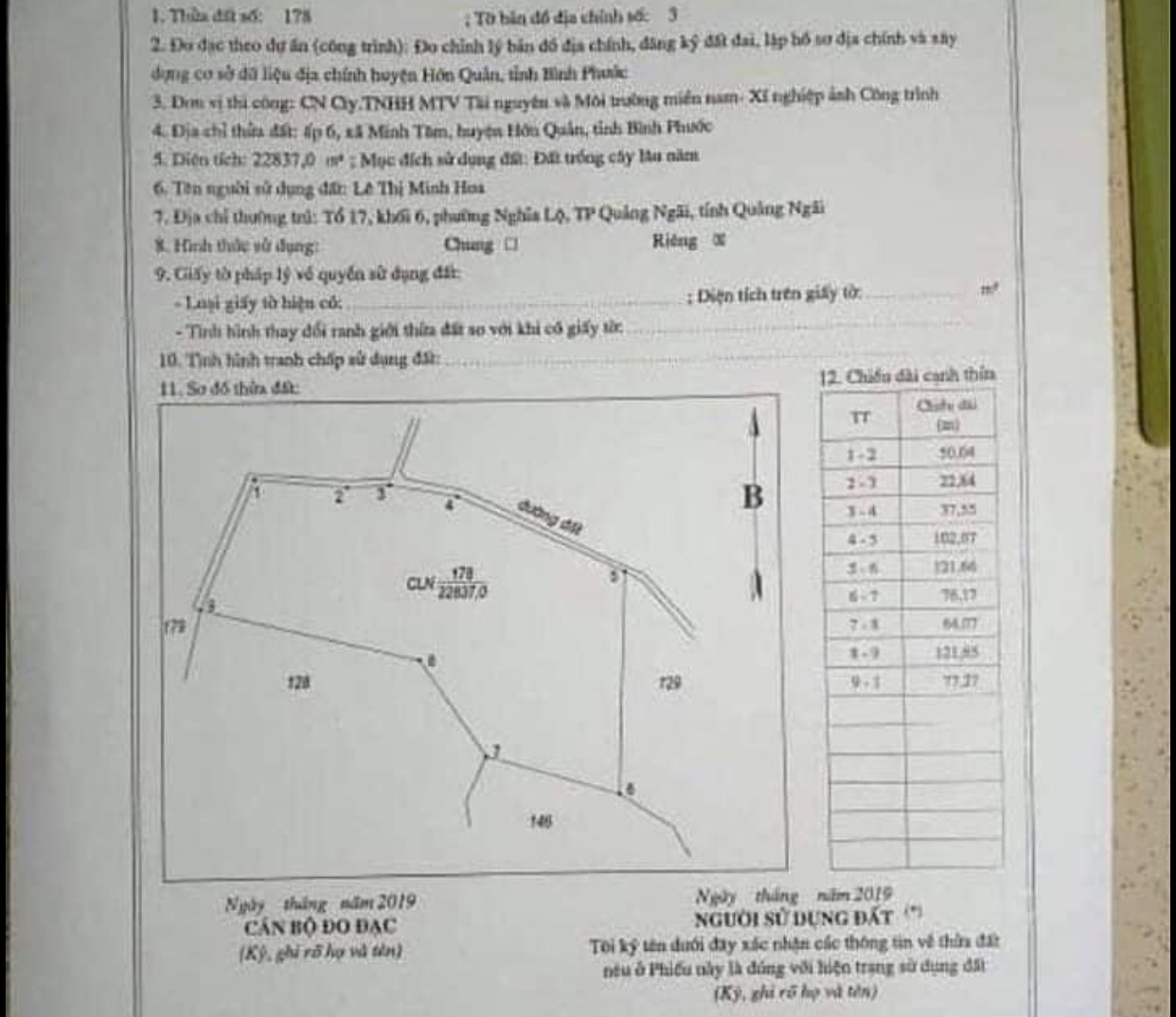 Bán đất xã Minh Tâm giá 1,1ty/ha dt 35874,9m2