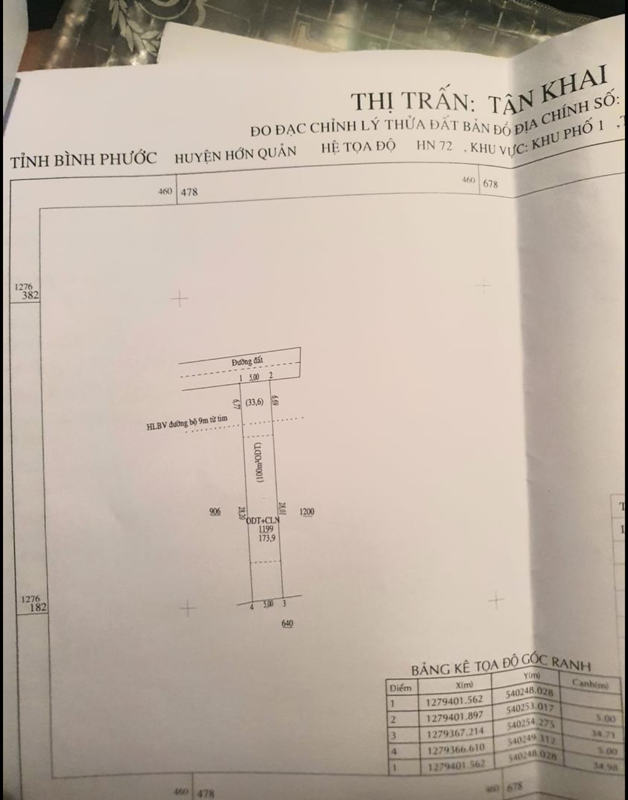 Bán đất thị trấn Tân Khai giá 799tr dt 5×28