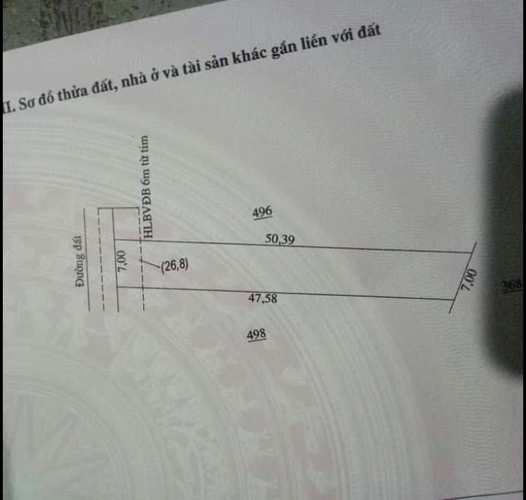 Bán đất xã Lộc Hưng giá 380tr dt 7*50*100tc