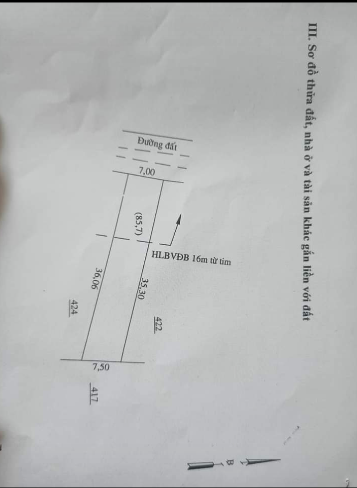 Bán đất xã Thanh Phú giá 480tr dt 7×36