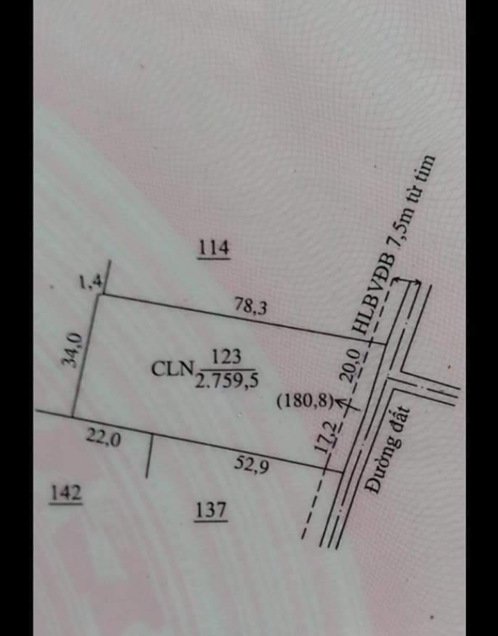 Bán đất ấp 9 xã Lộc Thái giá 47tr/m dt 34×78