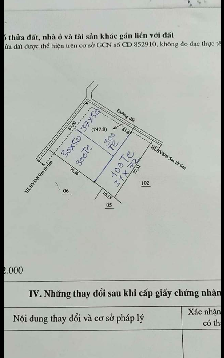 Bán đất xã Lộc An giá 40tr/m dt 30×50×300tc