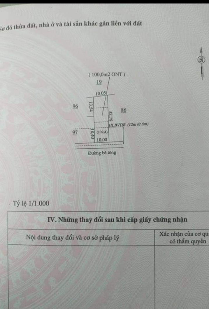 Bán đất xã Lộc Tấn giá 520tr dt 10×32×100tc