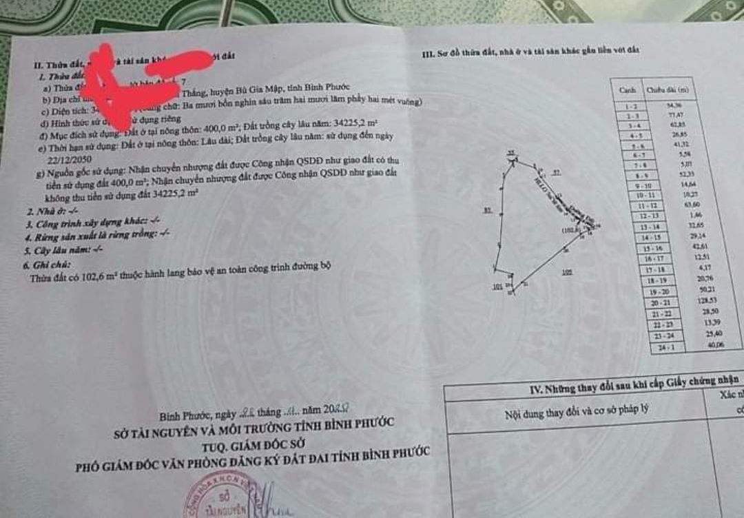 Bán đất xã Bình Thắng giá 1,5tỷ/ha dt 3,4ha điều