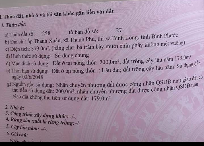 Bán đất xã Thanh Phú giá 3tỷ dt 10×38×200tc