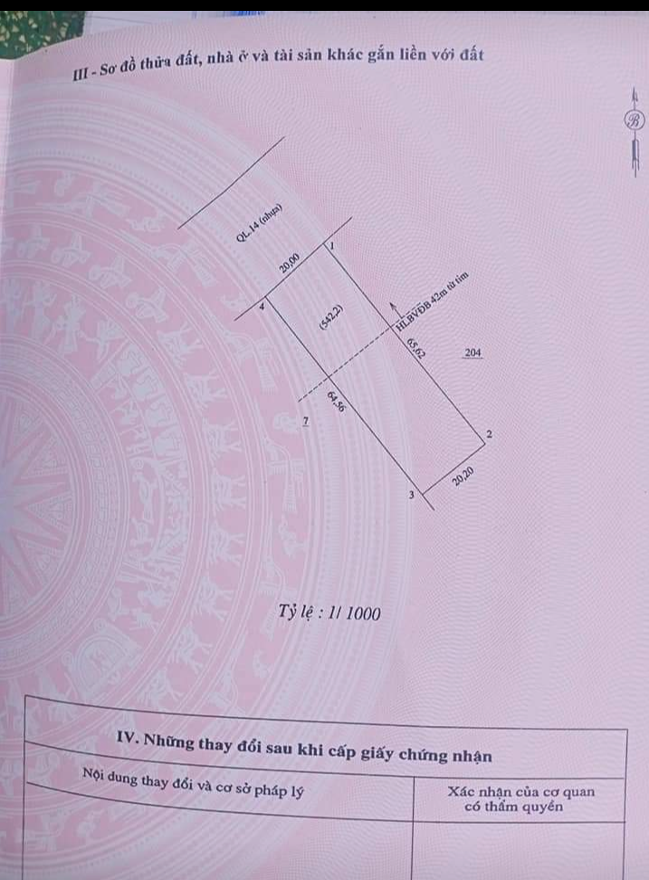 Bán đất xã Đồng Tiến giá 235tr/m dt 20×65