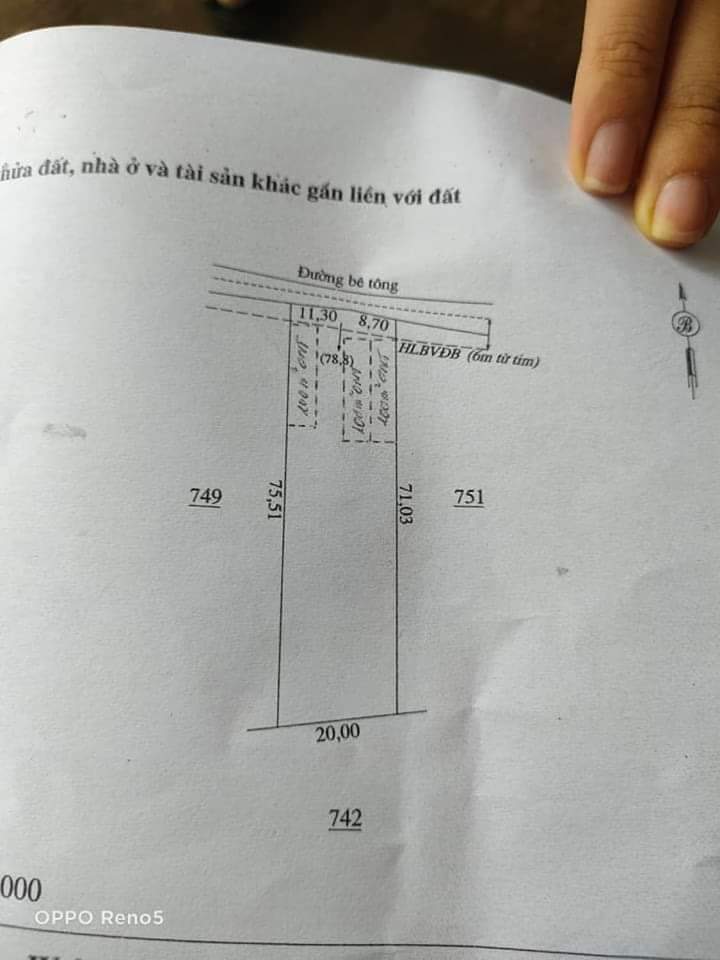 Bán đất xã Lộc Khánh giá 1tỷ550 dt 20×75×300tc