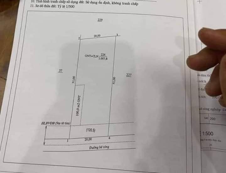 Bán đất xã Lộc Hiệp giá 1tỷ2 dt 20×51×100tc